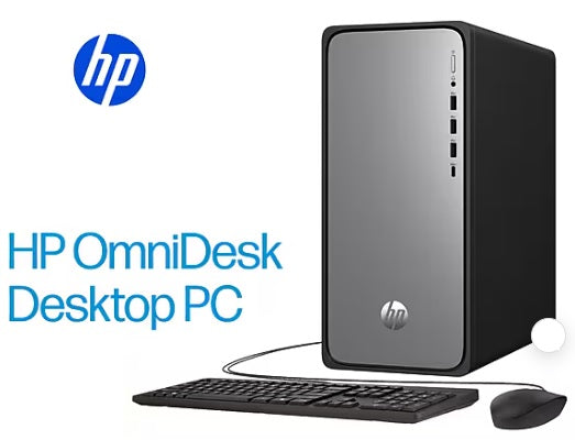 HP OmniDesk Desktop Computer, Intel Core i5-14400, 16GB RAM, 512GB SSD, Windows 11 Home, Mouse/Keyboard Included