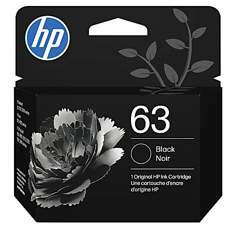 HP 63 Black Ink Cartridge, F6U62AN