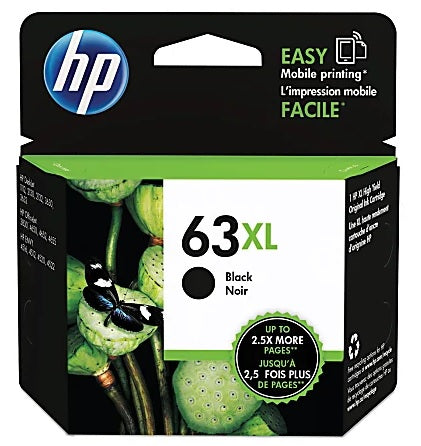 HP 63XL Black High-Yield Ink Cartridge, F6U64AN